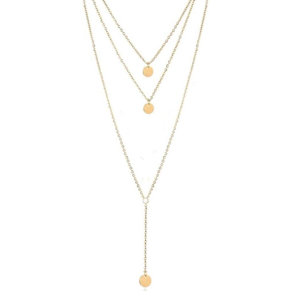 Versatile Long Adjustable Layered Coin Necklace for Women - Dainty Gold Style